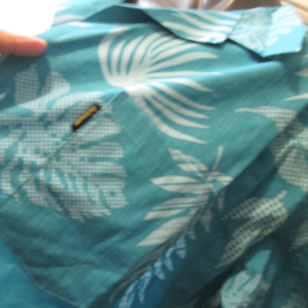 PALMWAVE HAWAIIAN SHIRT/ SIZE 2 XL /COTTON/TEAL - Picture 3 of 6